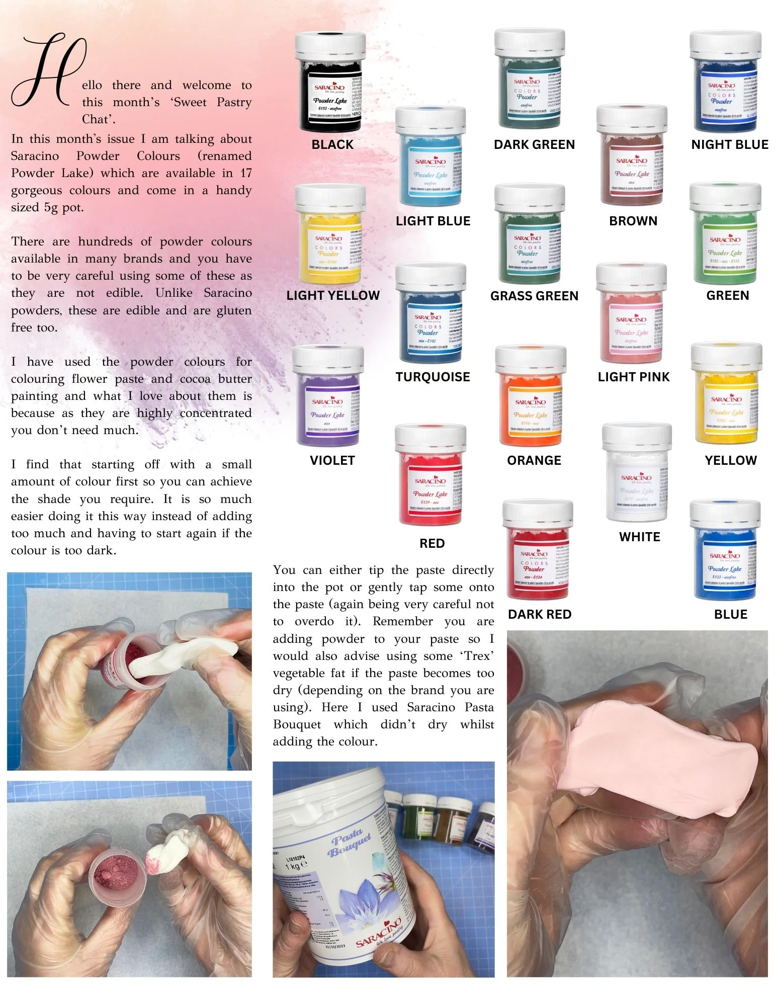 saracino food powder colours