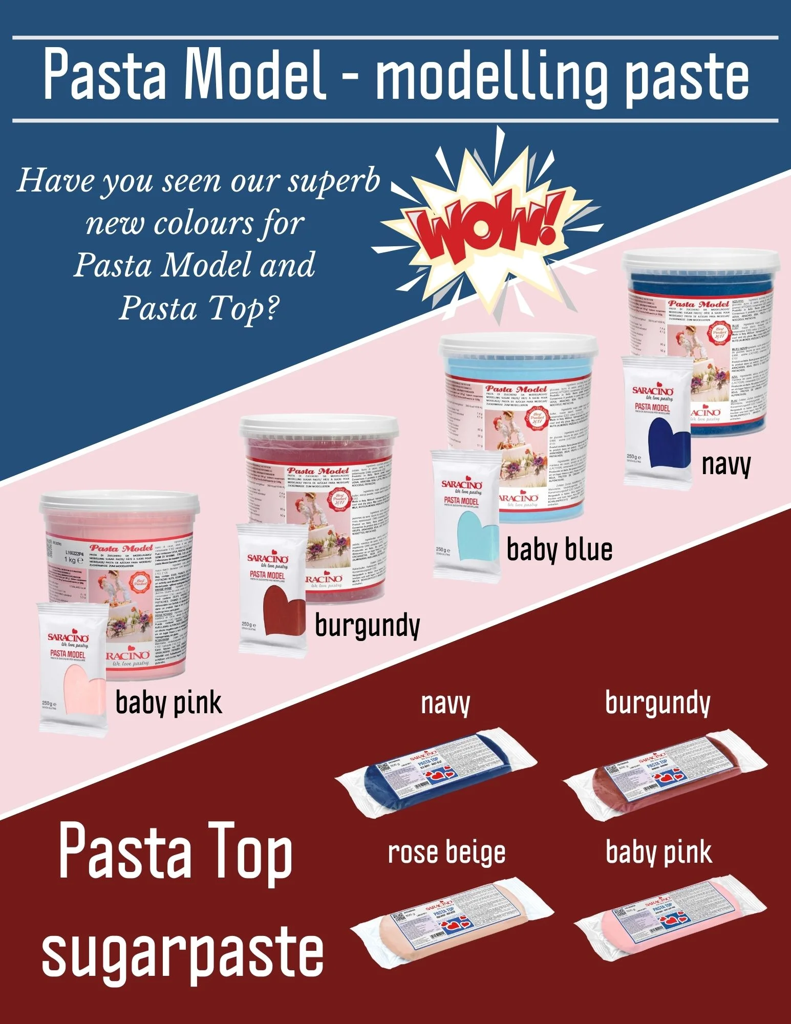 Saracino pasta model sugarpaste for modelling new colours