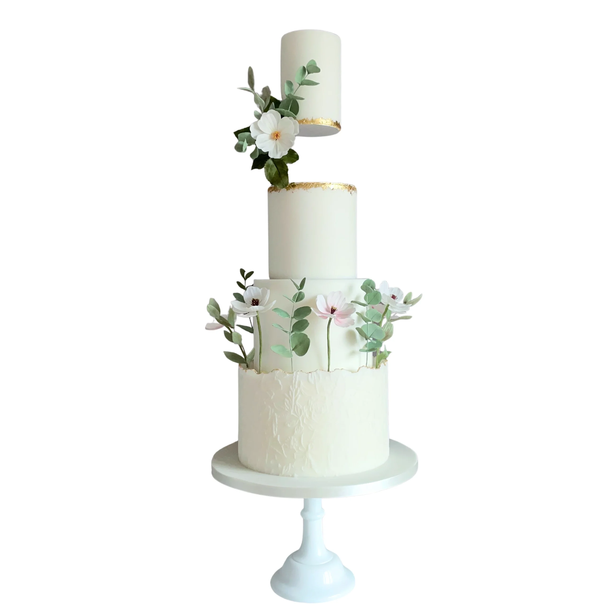 Smooth white fondant cake covered with Saracino sugar paste – pasta cover 3