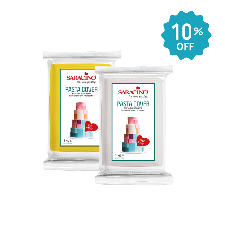 saracino sugar paste fondant pasta cover white and yellow 2kg